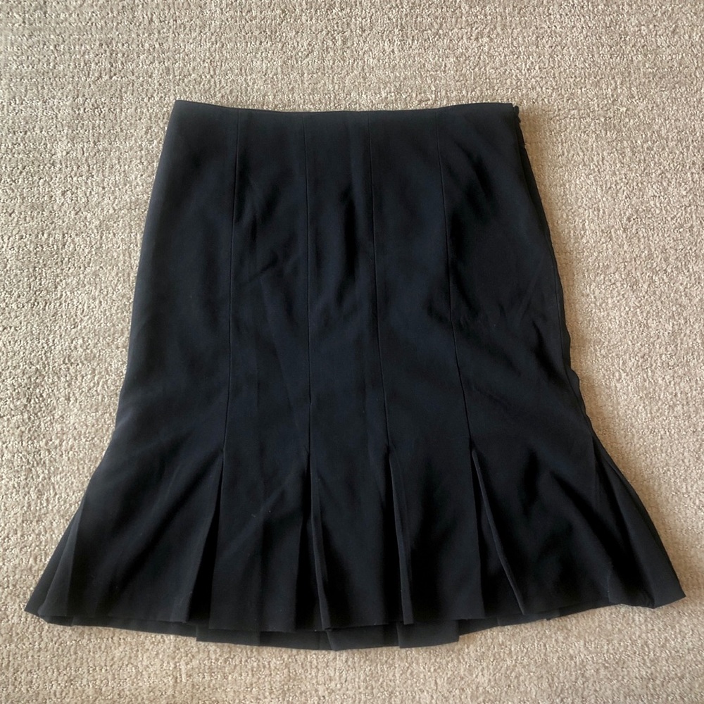 Black Pleated A-line Skirt